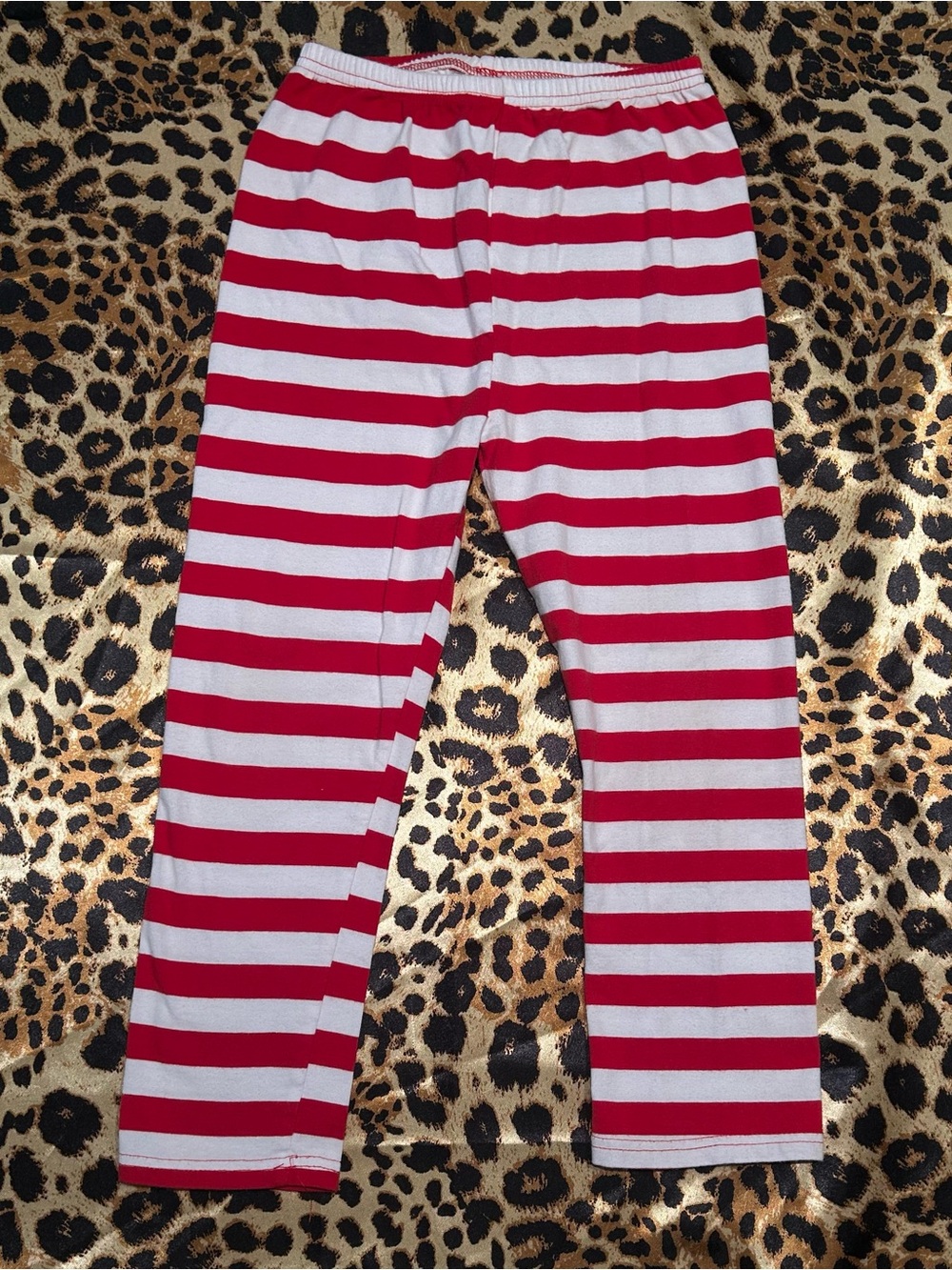 Toddler Red & White Striped Stretch Leggings Pants